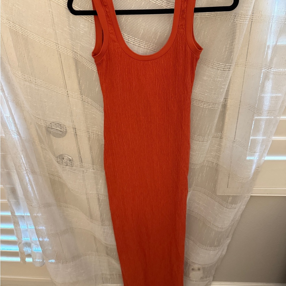 Anthropologie Orange Ribbed Maxi Dress
